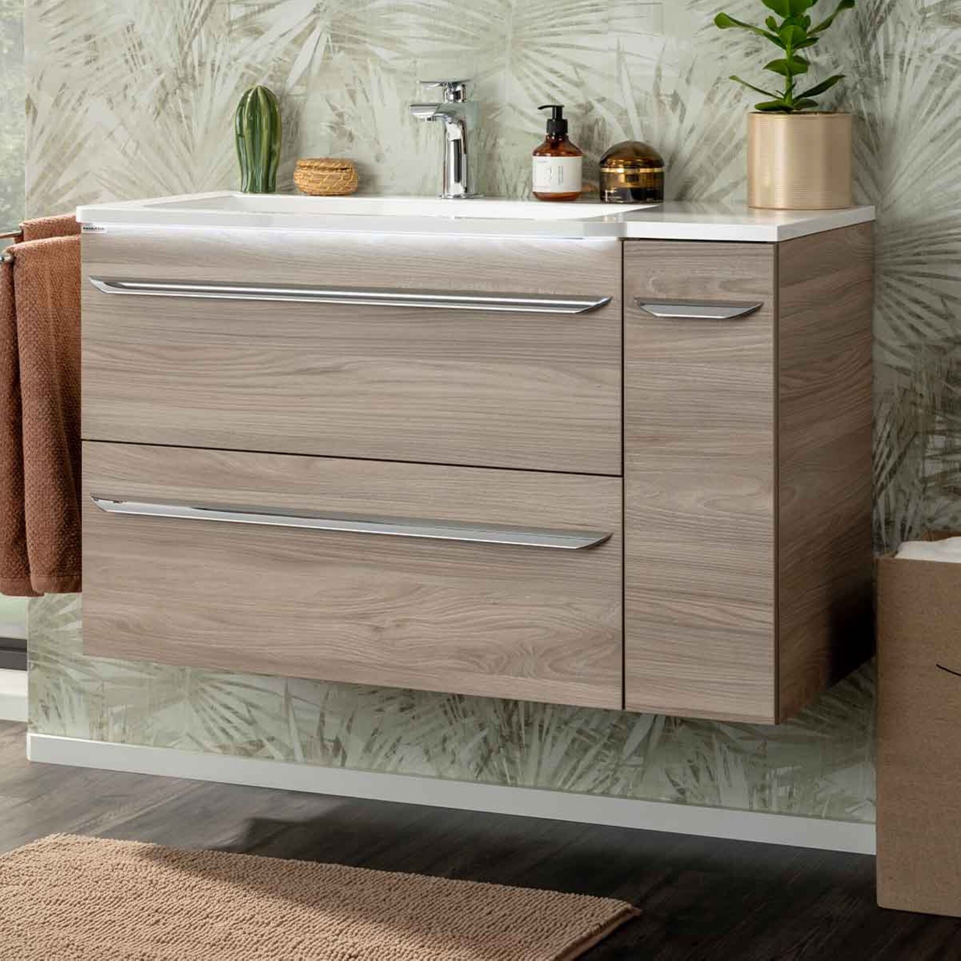 Fackelmann LUXOR Badmöbel Set 3-teilig 100 cm, Braun + Unterschrank rechts Fackelmann LUXOR Badmöbel Set 3-teilig 100 cm, Braun + Unterschrank rechts
