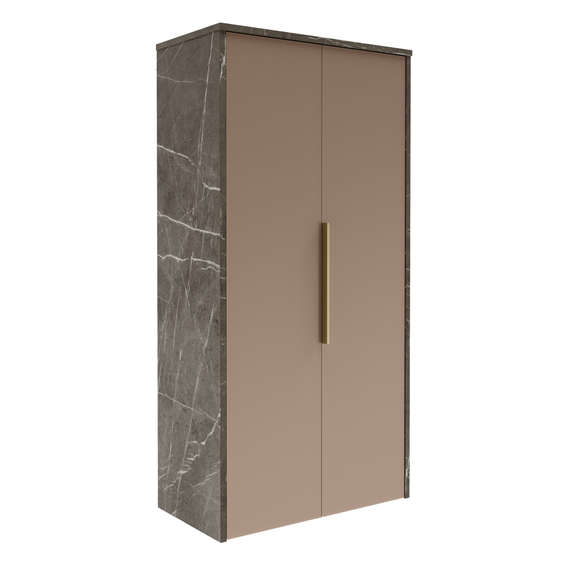 LANZET VIDRO Doppel Midischrank 60 cm breit, Braun/Marmor Grau