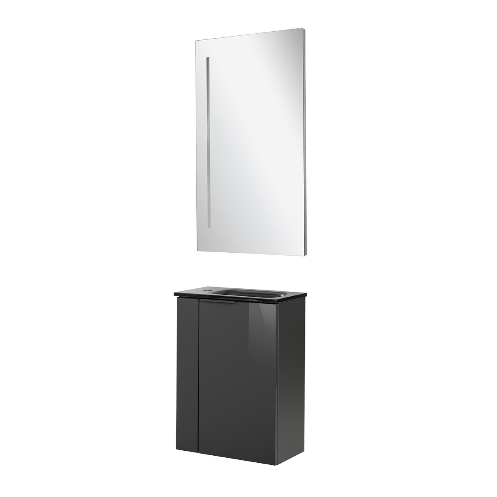 Fackelmann SBC LUNA Gäste WC Set 3-teilig 45 cm, Anthrazit, Glas Anthrazit, LED-Spiegel Fackelmann SBC LUNA Gäste WC Set 3-teilig 45 cm, Anthrazit, Glas Anthrazit, LED-Spiegel