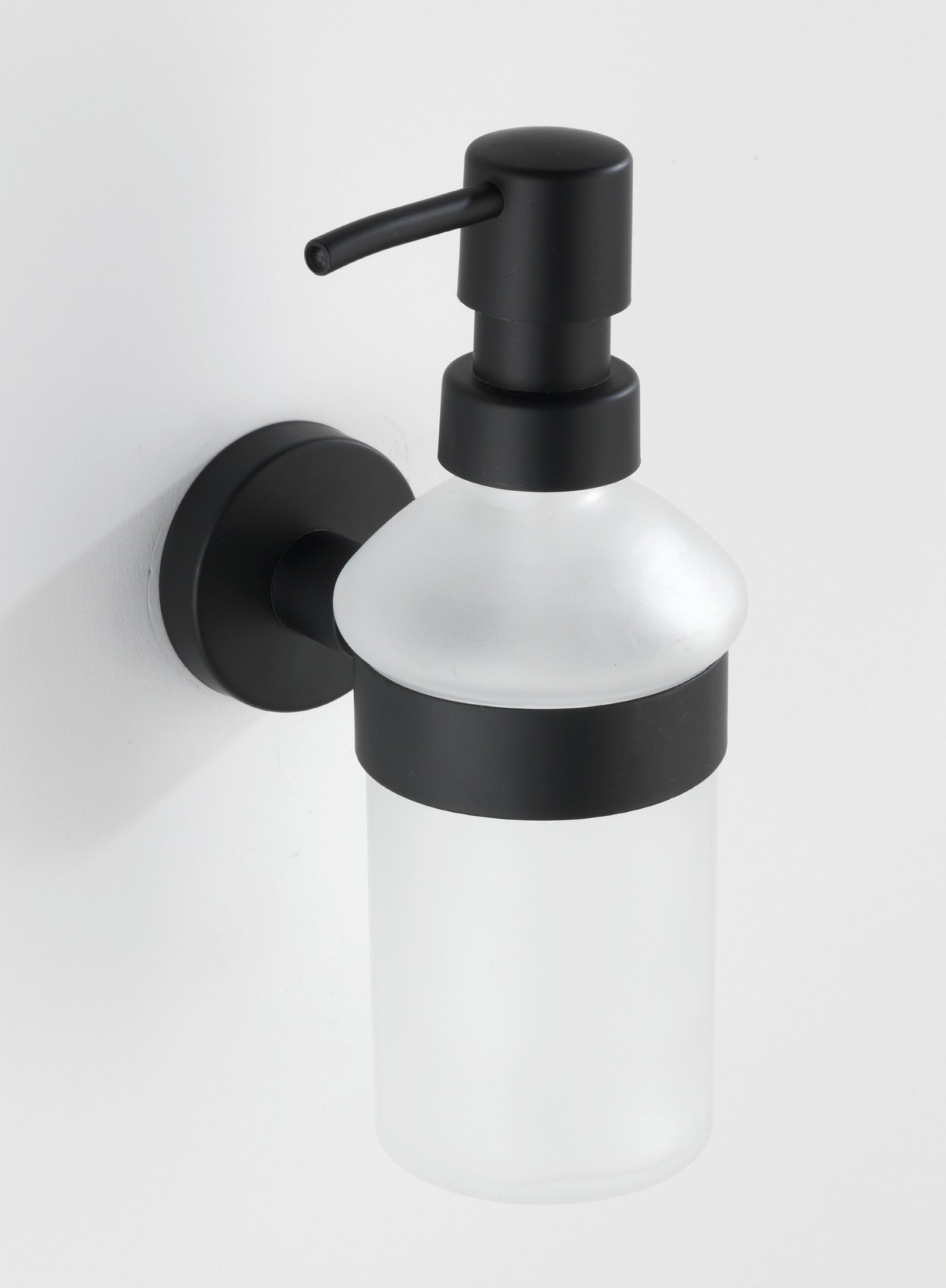 WENKO BOSIO Seifenspender 200 ml, Schwarz matt, Edelstahl rostfrei