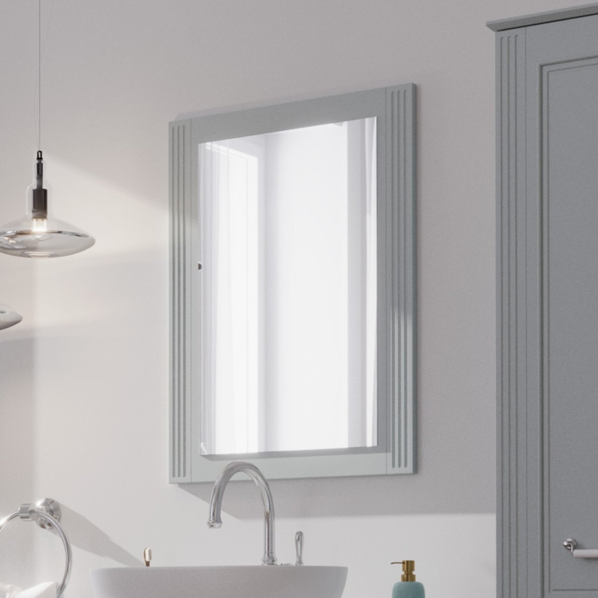 BADEDU RILA Spiegel 60 cm breit, Grau matt