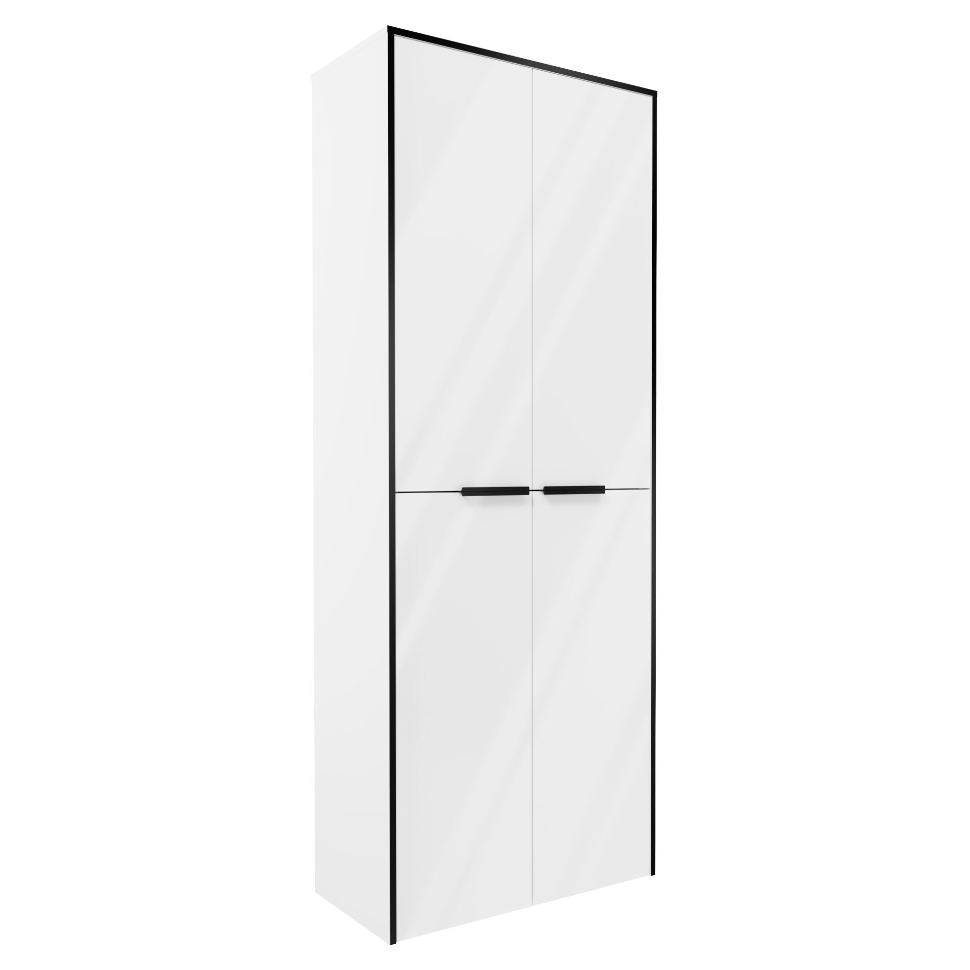 FACKELMANN FLAIR Doppel Hochschrank 63 cm breit, Weiß/Anthrazit mit Wäschekorb