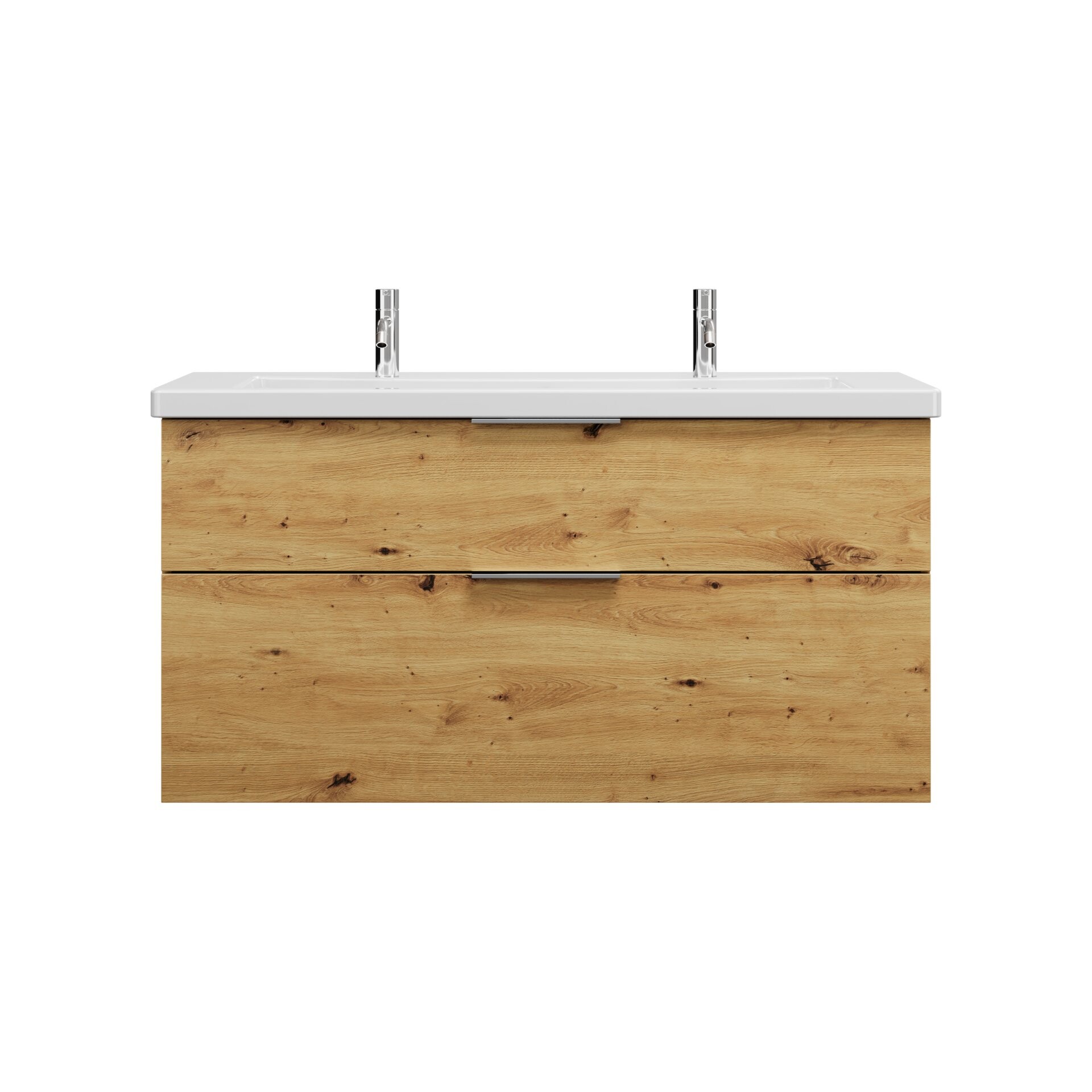 Burgbad EQIO Waschbecken mit Unterschrank 123 cm breit, Braun, Waschbecken Keramik Weiß, 2 Hahnlöcher Burgbad EQIO Waschbecken mit Unterschrank 123 cm breit, Braun, Waschbecken Keramik Weiß, 2 Hahnlöcher