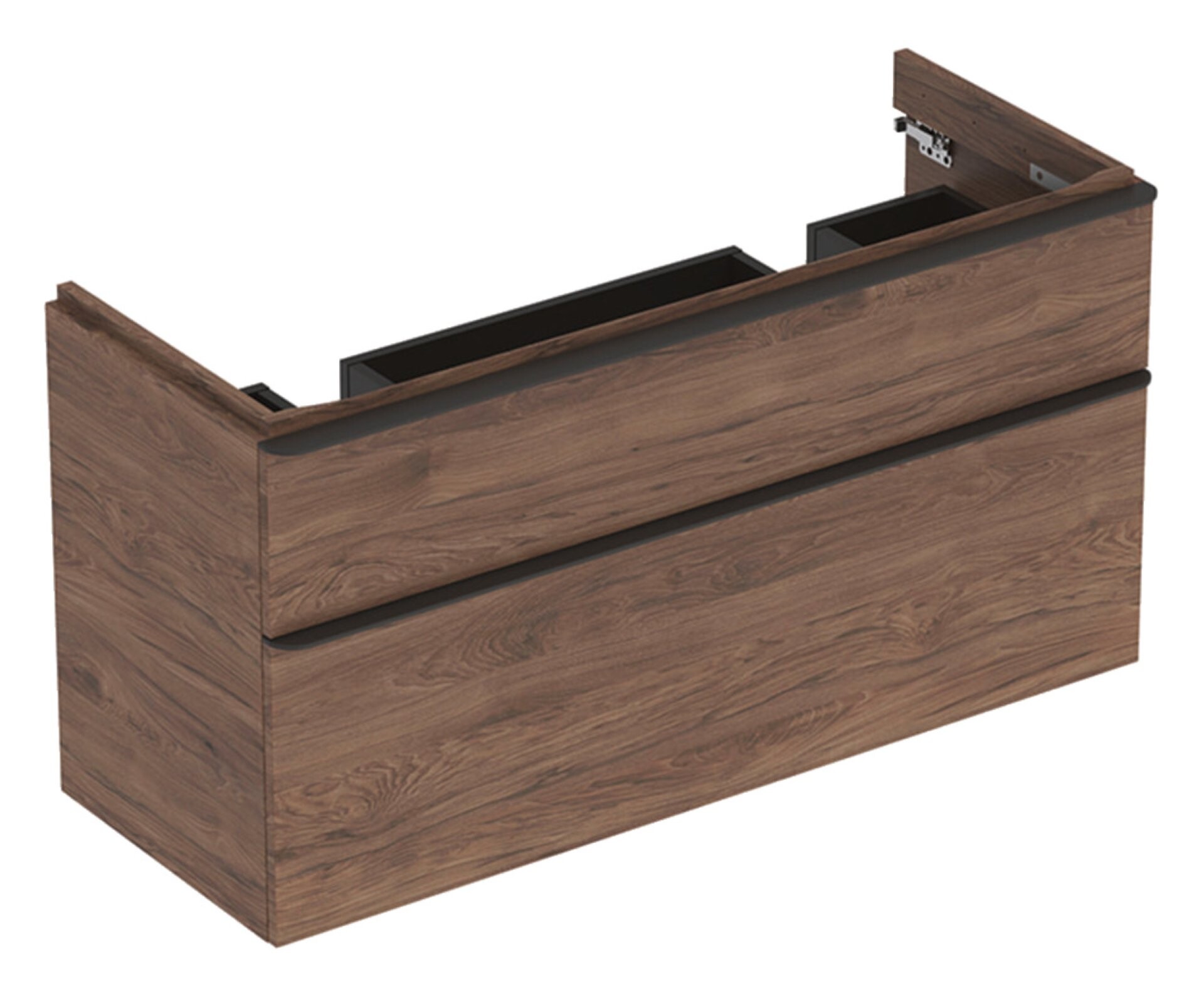 GEBERIT SMYLE SQUARE Waschbeckenunterschrank 118,4 cm breit, Braun dunkel, für Doppelwaschbecken