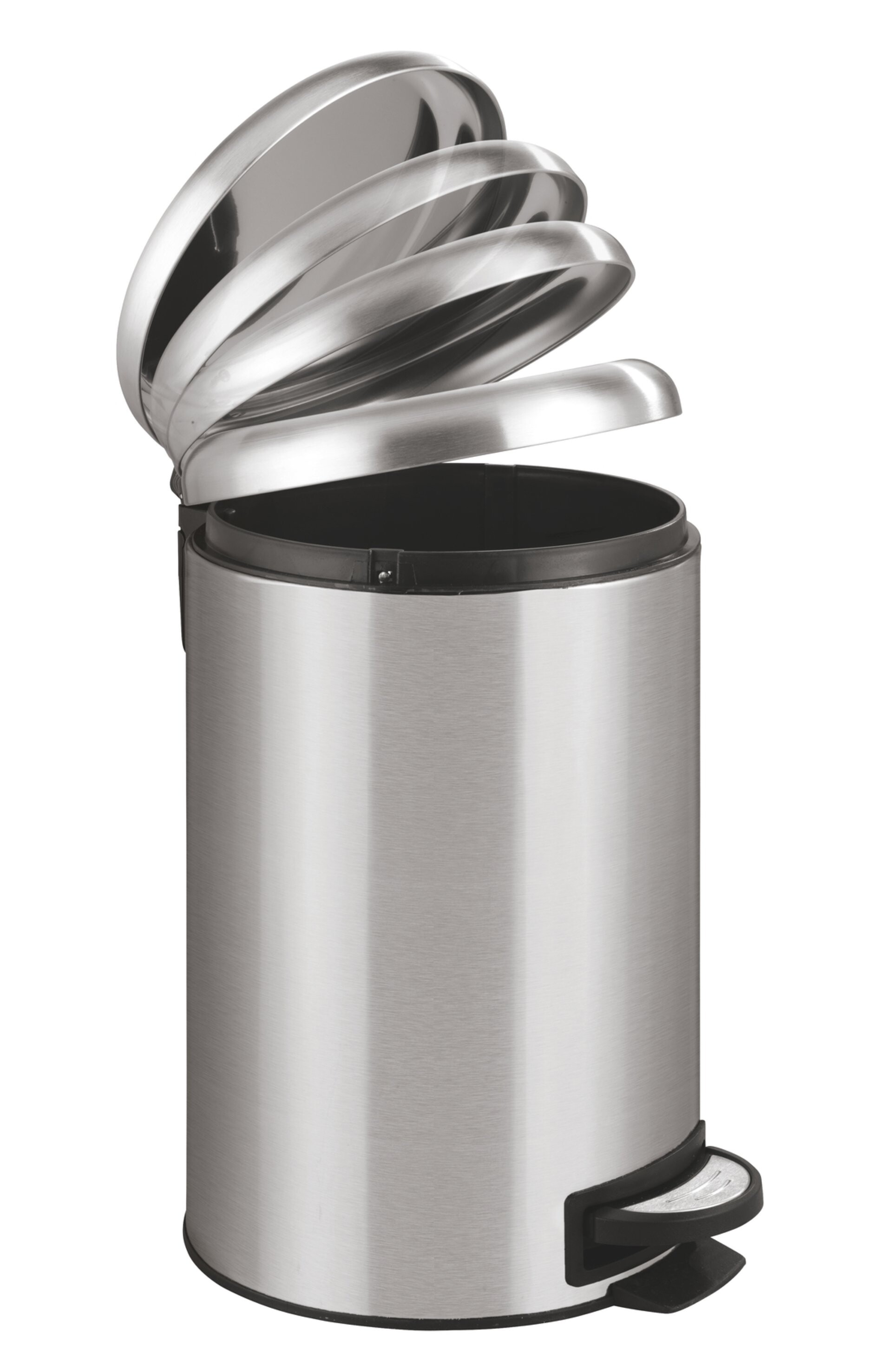 WENKO LEMAN Kosmetikeimer 12 Liter, Silber, Easy Close, Edelstahl