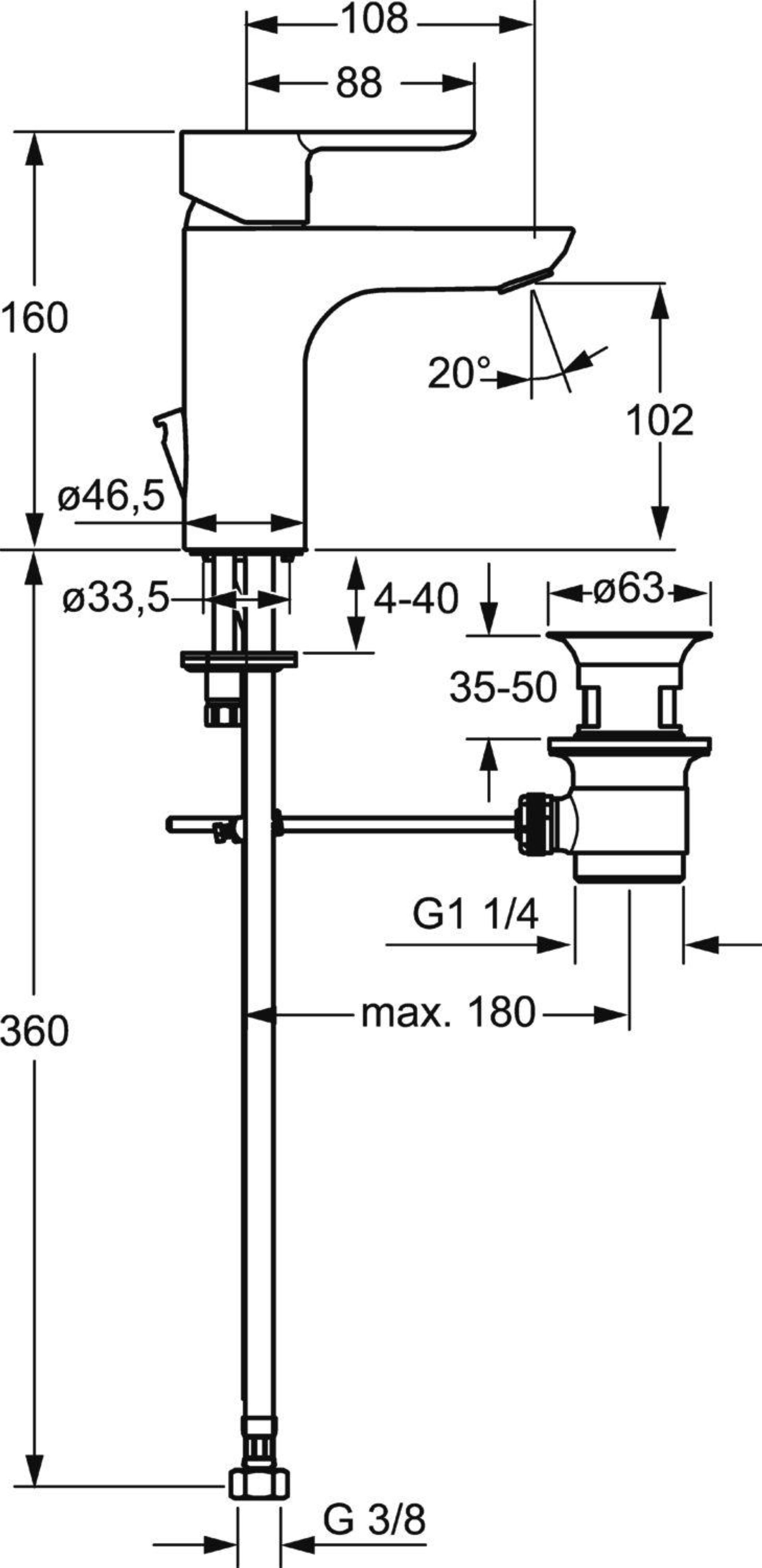 HANSA HANSALIGNA Waschtischarmatur, Chrom, mit Ablaufgarnitur