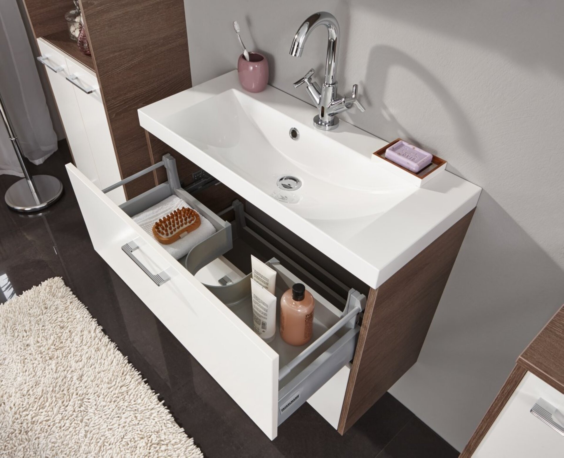 Fackelmann MALUA Waschbecken 80 cm aus Gussmarmor, Weiß Fackelmann MALUA Waschbecken 80 cm aus Gussmarmor, Weiß