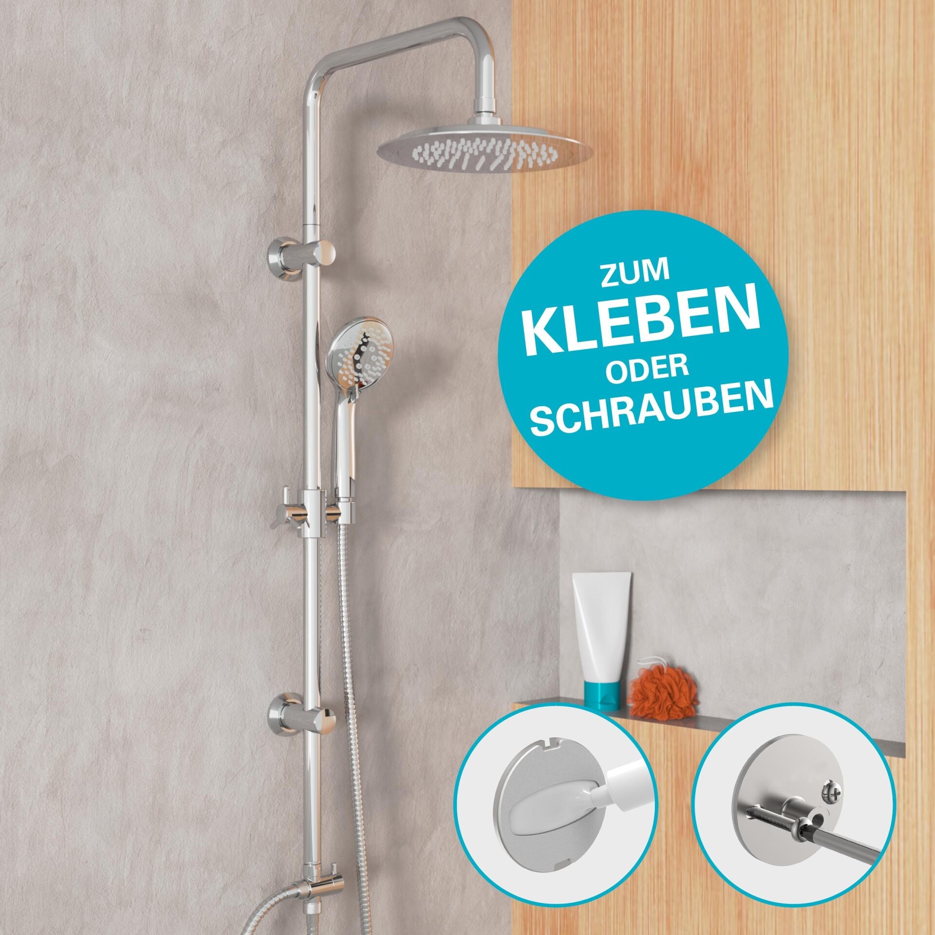EISL Überkopf-Brauseset, Chrom, zum Kleben
