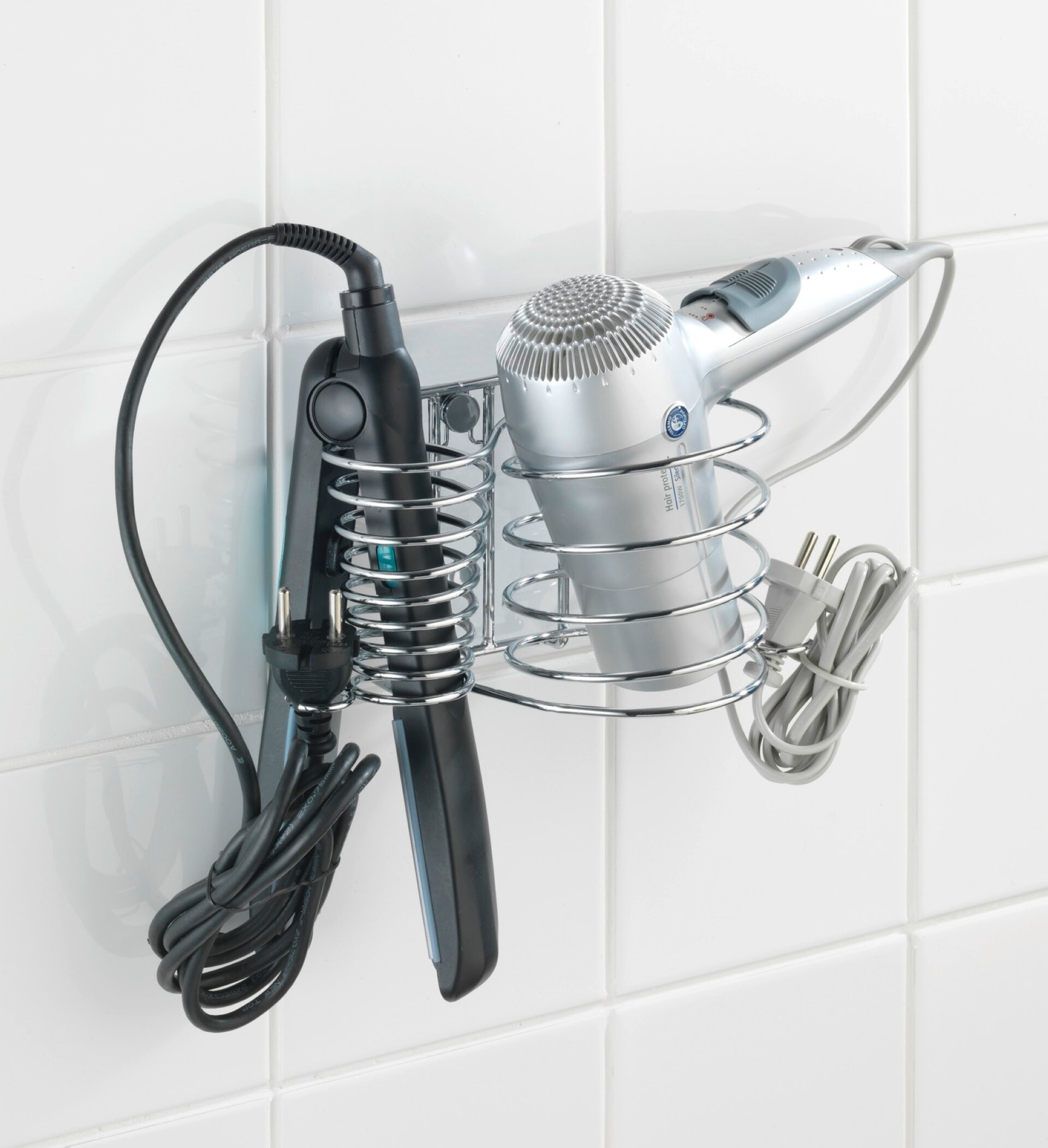 WENKO MILANO Haartrocknerhalter und Glätteisenhalter, Chrom