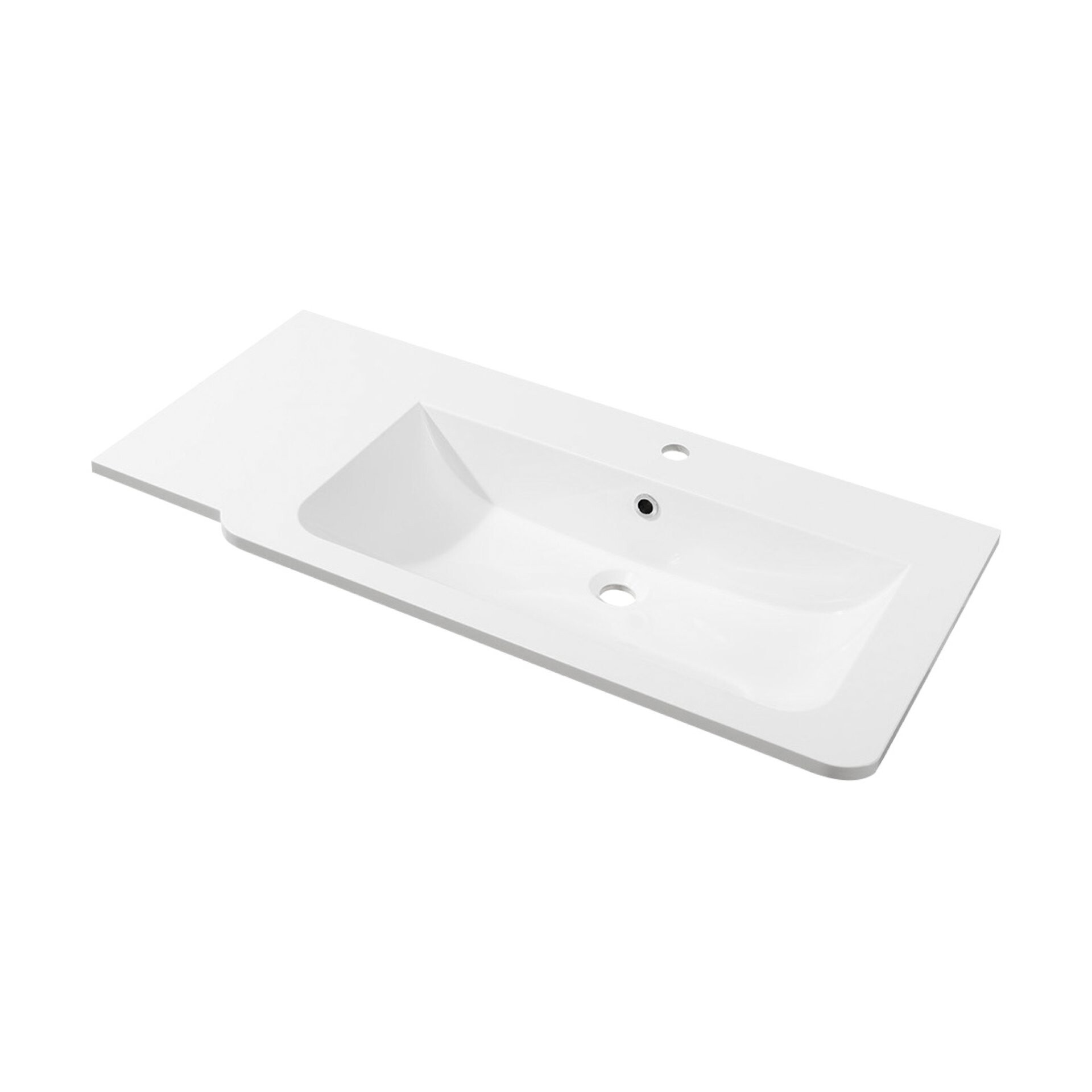 Fackelmann LUXOR Waschbecken 100 cm aus Gussmarmor, rechts, Weiß Fackelmann LUXOR Waschbecken 100 cm aus Gussmarmor, rechts, Weiß