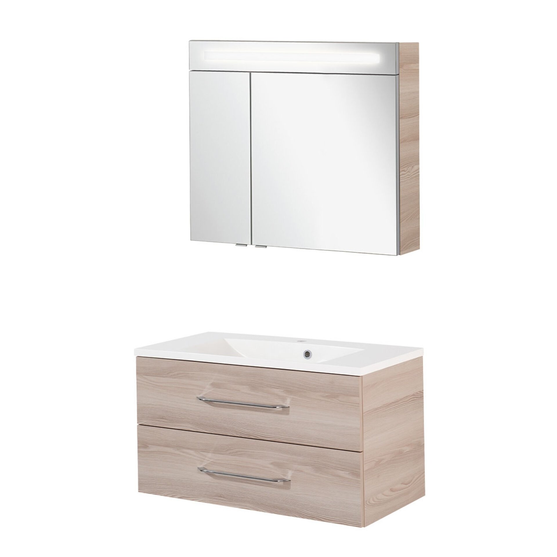 Fackelmann B.CLEVER Badmöbel Set 3-teilig, 90 cm, Braun hell Fackelmann B.CLEVER Badmöbel Set 3-teilig, 90 cm, Braun hell