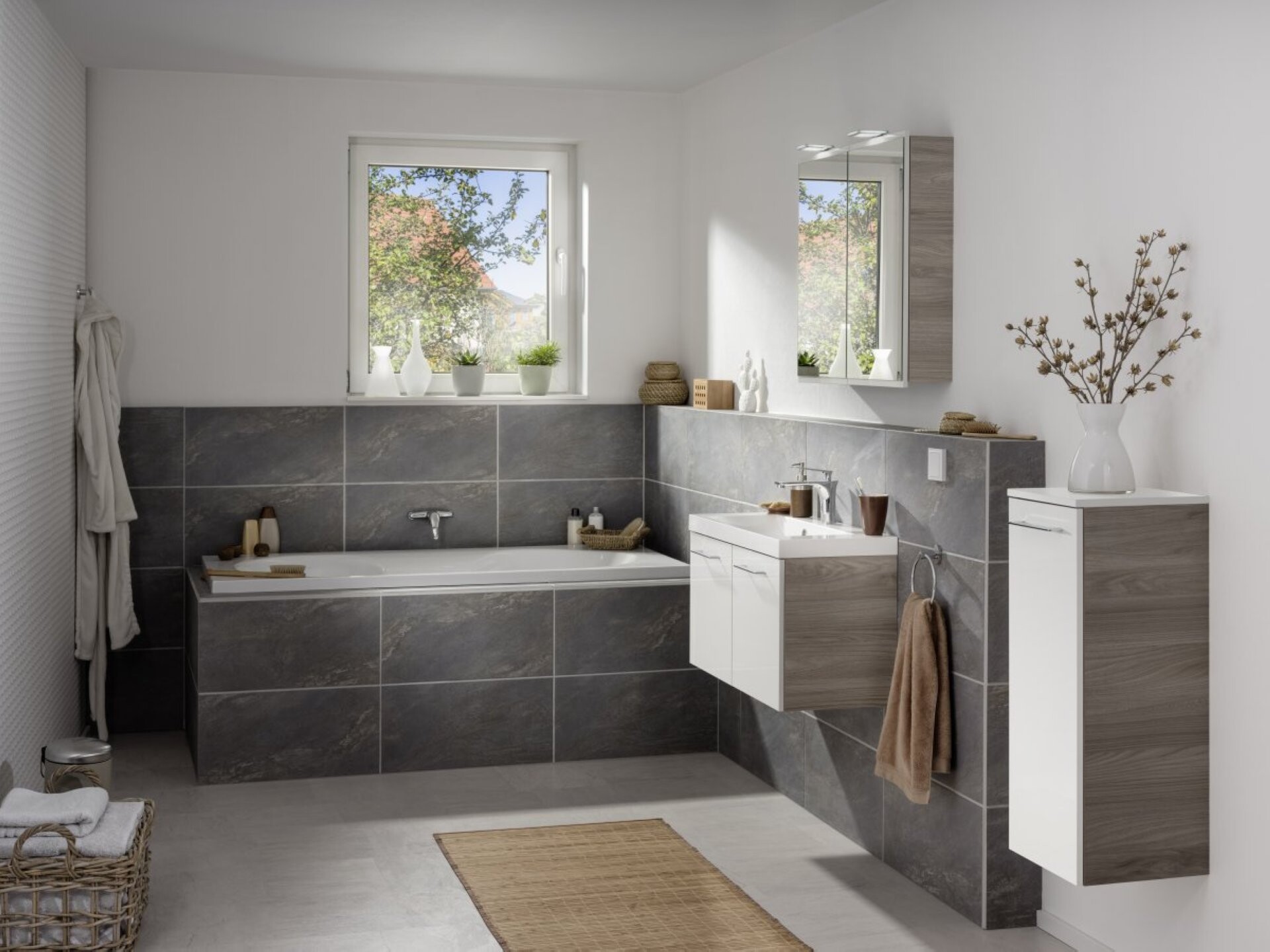 Fackelmann LIMA LED Spiegelschrank 80 cm breit, Braun/Weiß Fackelmann LIMA LED Spiegelschrank 80 cm breit, Braun/Weiß