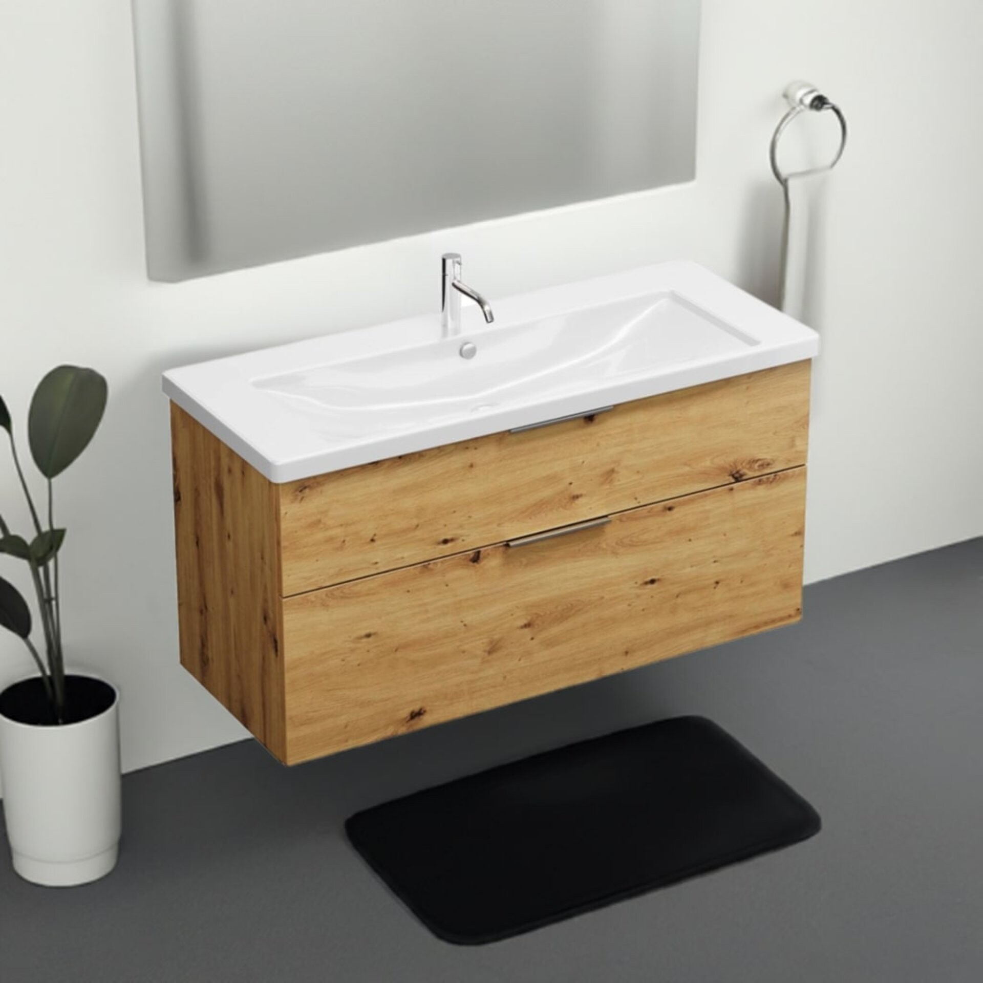 Burgbad EQIO Waschbecken mit Unterschrank 123 cm breit, Braun, Waschbecken Keramik Weiß Burgbad EQIO Waschbecken mit Unterschrank 123 cm breit, Braun, Waschbecken Keramik Weiß